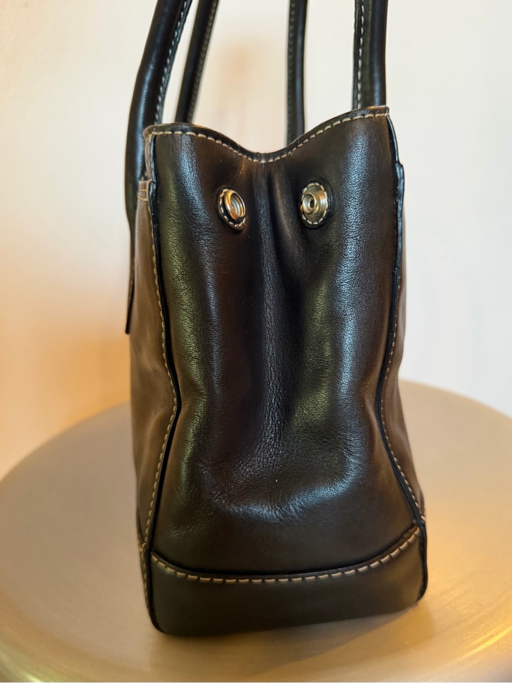 Coach Y2K Hampton Madeleine Carryall Satchel Tote Black Leather Turnlock closure - Picture 7 of 14